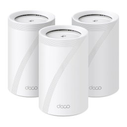 Sistem Mesh Wi-Fi Deco BE65(3-pack), BE9300, Tri-Band, Wi-Fi 7, MLO, HomeShield, 4 porturi 2.5G, cu acoperire pentru intreaga casa, Alb