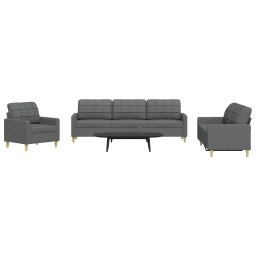 Set de canapele, 3 piese, gri închis, textil GartenMobel Dekor