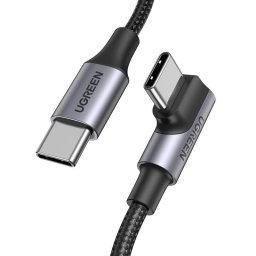 Fast Charging,, USB Type-C la USB Type-C 100W/5A Angled 90° braided 1m, Negru