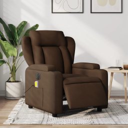 Fotoliu electric de masaj rabatabil, maro, textil GartenMobel Dekor
