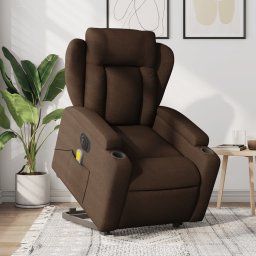 Fotoliu electric de masaj rabatabil cu ridicare, maro, textil GartenMobel Dekor