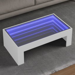 Masuta de cafea cu LED infinity, alb, 90x50x30 cm GartenMobel Dekor