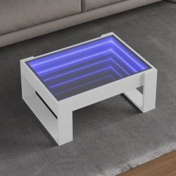 Masuta de cafea cu LED infinity, alb, 70x53x30 cm GartenMobel Dekor