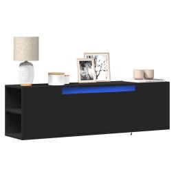 Dulap TV de perete cu lumini LED, negru, 135x31x39,5 cm GartenMobel Dekor