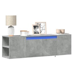 Dulap TV de perete cu lumini LED, gri beton, 135x31x39,5 cm GartenMobel Dekor