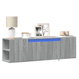 Comoda TV de perete cu lumini LED, gri sonoma, 135x31x39,5 cm GartenMobel Dekor