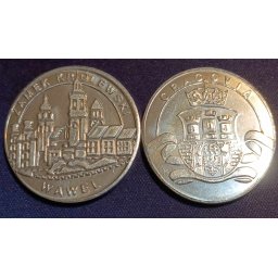 Polonia 2024 - castelul regal Wawel din Cracovia, medal argintat - cu stema Cracovia