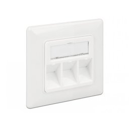 Priza keystone pentru perete 3 porturi Alb, Delock 86194