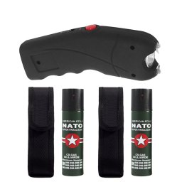 Pachet electrosoc TW 309, 2.5 mil V, si doua sprayuri paralizante NATO cu propulsie jet