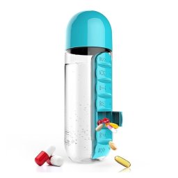 Sticla de apa cu organizator pentru medicamente si vitamine, Pull and Vitamin
