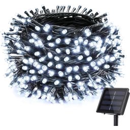 Instalatie luminoasa solara de craciun,10m cu 100 leduri Alb Rece