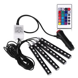 Kit Iluminare ambientala LED interior masina, multicolor RGB cu telecomanda