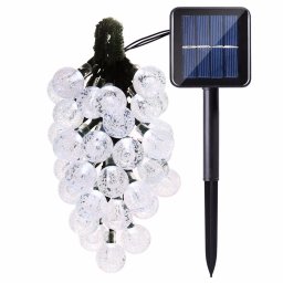 Instalatie luminoasa cu incarcare solara, bila cristal mare 50 LED-uri lumina alb rece