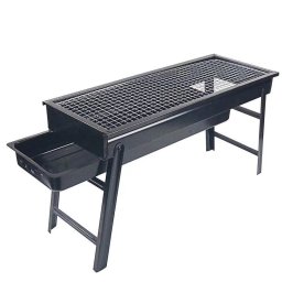 Gratar de gradina portabil dreptunghiular din otel cu grill cromat
