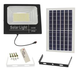 Proiector LED-uri alb rece 200W cu panou solar Jortan,si telecomanda inclusa