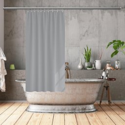 Perdea de dus textila, jacquard, 12 inele, 180 x h200 cm, Barneys, gri