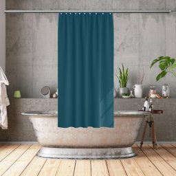 Perdea de dus textila, jacquard, 12 inele, 180 x h200 cm, Barneys, albastru