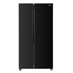 Frigider side by side Heinner HSBS-HM442NFGBKE++, Full No Frost, Compresor Inverter, Clasa energetica E, Display LED cu control touch, Capacitate totala: 442L, Lumina LED, Functie SMART, Functie ECO, Super Cooling, Super freezing, Sticla neagra