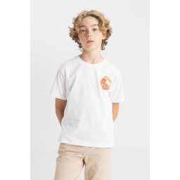 DEFACTO Boy's Crew Neck Printed Short Sleeve T-Shirt