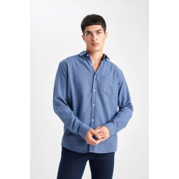 DEFACTO Regular Fit Textured Pocket Detail Long Sleeve Shirt