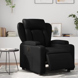 Fotoliu rabatabil electric, negru, piele ecologica GartenMobel Dekor