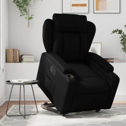Fotoliu rabatabil electric cu ridicare, negru, piele ecologica GartenMobel Dekor