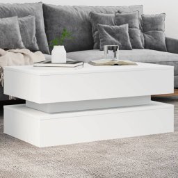 Masuta de cafea cu lumini LED, alb, 90x50x40 cm GartenMobel Dekor