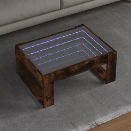 Masuta de cafea cu LED infinity, stejar fumuriu, 70x53x30 cm GartenMobel Dekor