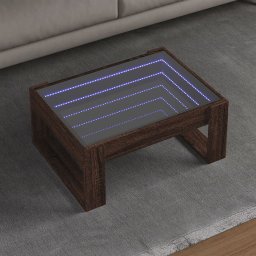 Masuta de cafea cu LED infinity, stejar maro, 70x53x30 cm GartenMobel Dekor