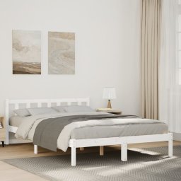Cadru pat foarte lung fara saltea alb 160x210 cm lemn masiv pin GartenMobel Dekor