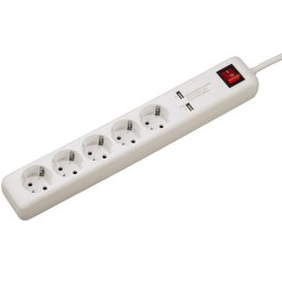 Prelungitor "USB 3A" 5-Way Power Strip, white