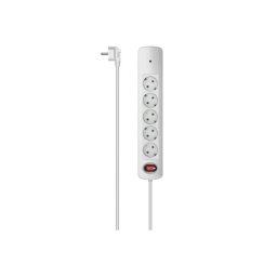 Prelungitor Power Strip, 5-Way, Surge Voltage Protection, Switch, Wall Mounting, 1.5 m,