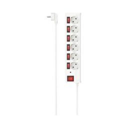 Prelungitor Power Strip, 6-Way, Overvoltage Protection, Individually Switchable, 1.4 m