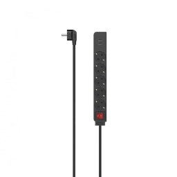 Prelungitor Power Strip, 5-Way, USB-A 17 W, Switch, 1.4 m, black