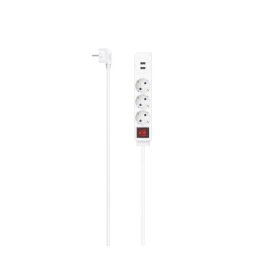 Prelungitor Power Strip, 3-Way, USB-A 17 W, Switch, 1.4 m, white