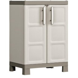Dulap garaj plastic, pentru scule, culoare sand/dove, 2 rafturi, Keter Excellence Base, 65x45x97 cm, inchidere cu lacat
