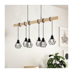 Eglo 44076 - TOWNSHEND, lustră suspendată pe cablu, 6 x E27, 60 W, 230 V