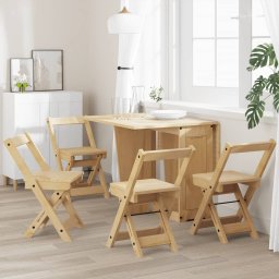 Scaune pliabile „Corona”, 4 buc, maro ceruit, lemn masiv pin GartenMobel Dekor