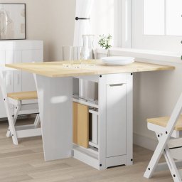 Masa tip fluture pliabila „Corona”, alb, lemn masiv pin GartenMobel Dekor