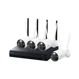 Camera de supraveghere Sistem supraveghere exterior WiFi Reolink NVS12-8MB4W, 4 camere, 4K, IR 30 m, microfon si difuzor, vizualizare de pe telefon, HDD 2TB