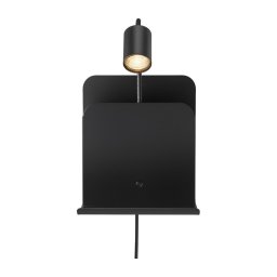 Nordlux - Lampă de perete ROOMI cu poliță, USB, 1xGU10/8W/230V negru