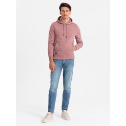 Ombre Men's BASIC cotton sweatshirt kangaroo hoodie - dark pink