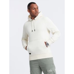 Ombre Men's BASIC cotton kangaroo hooded sweatshirt - cream
