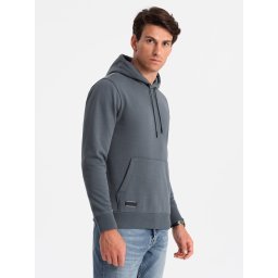 Ombre BASIC men's cotton kangaroo hooded sweatshirt - graphite