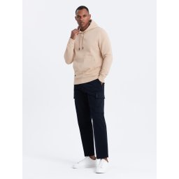 Ombre BASIC men's cotton sweatshirt kangaroo hoodie - beige