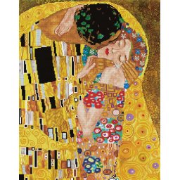 Set goblen cu diamante, fara sasiu, Sarutul - Klimt, 56x70 cm