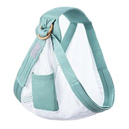 Marsupiu wrap, sling cu inele, pentru bebelusi, vernil plasa