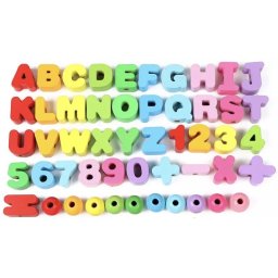 Joc Montessori de snuruit, 51 piese, Literele si Cifrele, din lemn