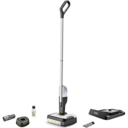 Mop Electric Karcher FC 2-4 Battery Set Cordless, 1.056-200.0, 3,6 - 3,7 - Max. 4,2 V, 200 ml (apa curata), 100 ml (apa murdara), latime rola 18 cm, autonomie 20 min (max), include baterie interschimbabila si incarcator de baterii, Alb/Negru