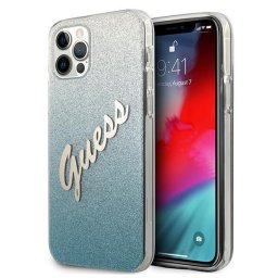 Husa Guess GUHCP12MPCUGLSBL iPhone 12/12 Pro 6.1" blue/blue hardcase Glitter Gradient Script